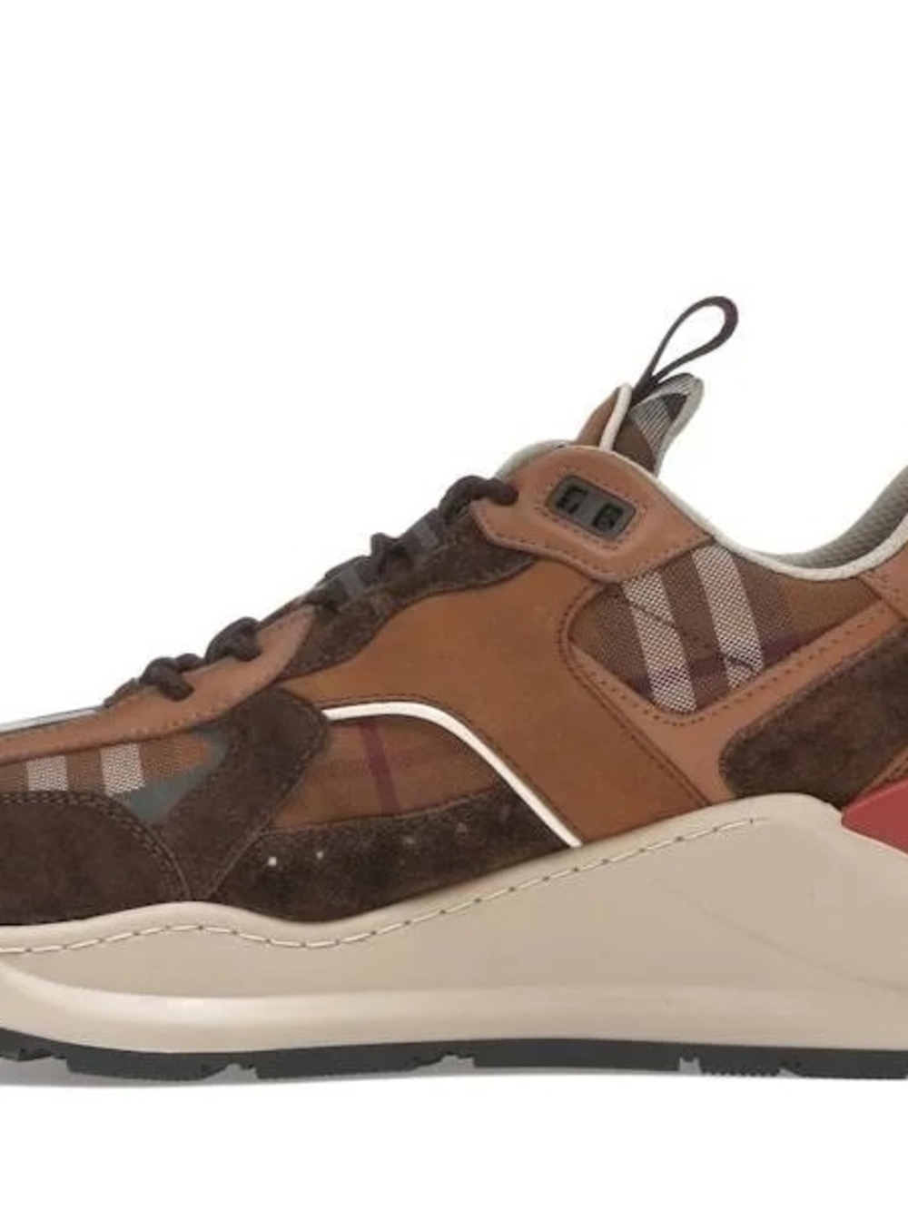 Burberry Brown & Tan Men's Check Suede Sneaker - Picture 2 of 8